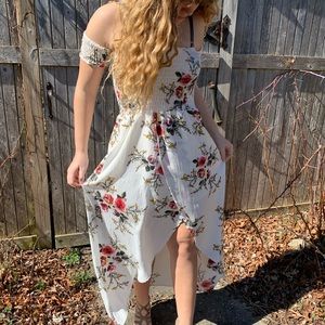 White floral high low dress